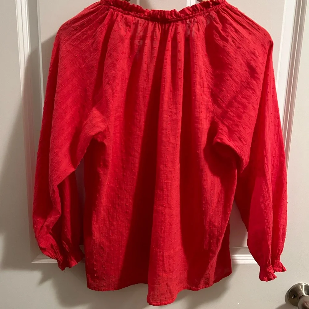 J. Crew Novelty Artist Top in Lightweight 100% Cotton, Geranium Red, Size XS